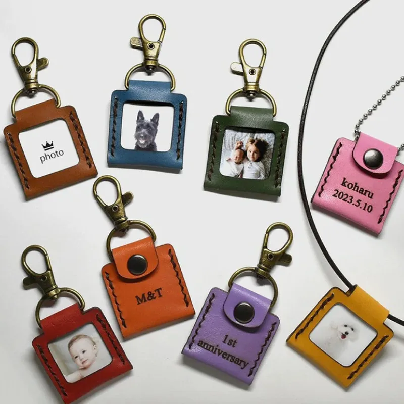 pu leather pet memorial photo keychain - MOQ 20pcs factory direct