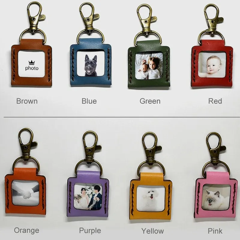 pu leather pet memorial photo keychain - MOQ 20pcs factory direct - view 3