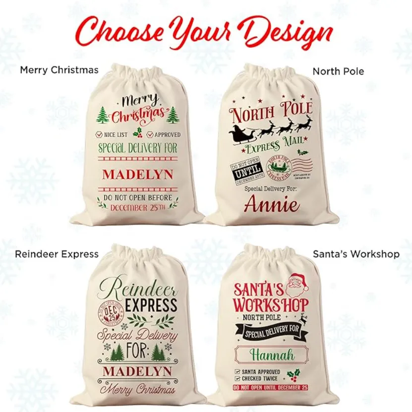 custom christmas drawstring gift bag - factory direct wholesale price
