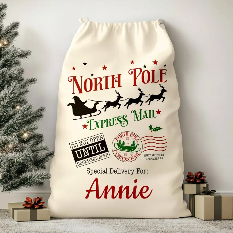 custom christmas drawstring gift bag - factory direct wholesale price - view 3