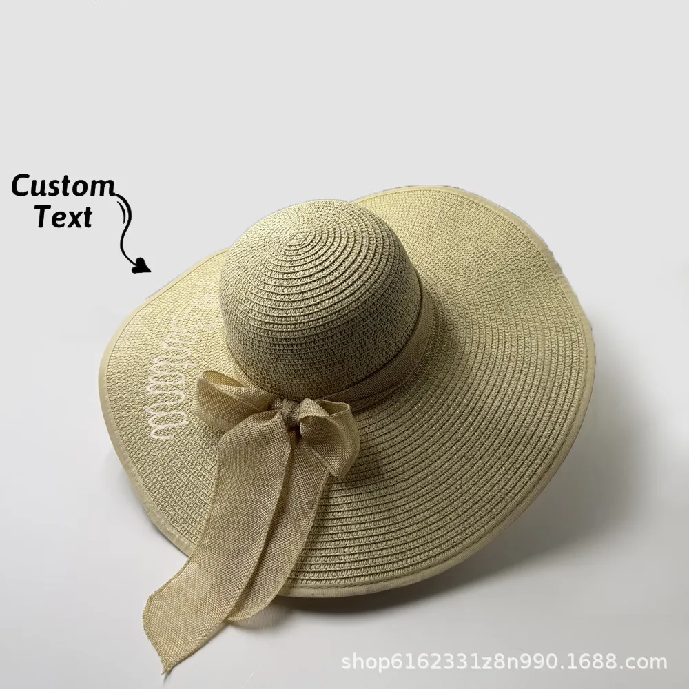 custom wide brim straw sun hat - bulk order discount available - view 2