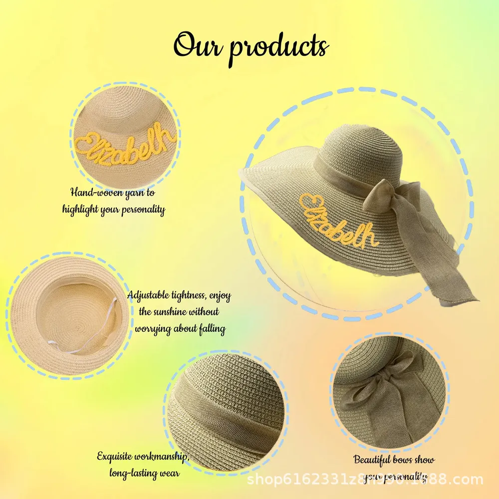 custom wide brim straw sun hat - bulk order discount available - view 4