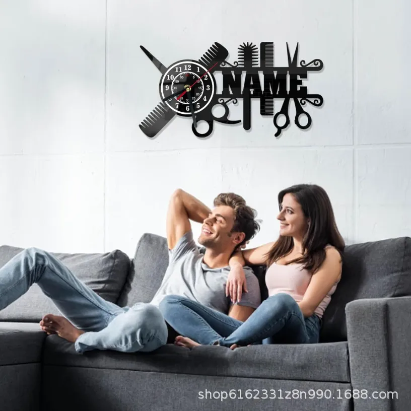 custom barber shop wall clock - custom color and size accepted