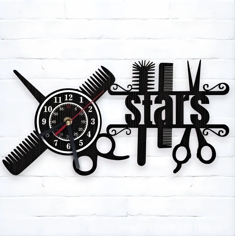 custom barber shop wall clock - custom color and size accepted - view 3