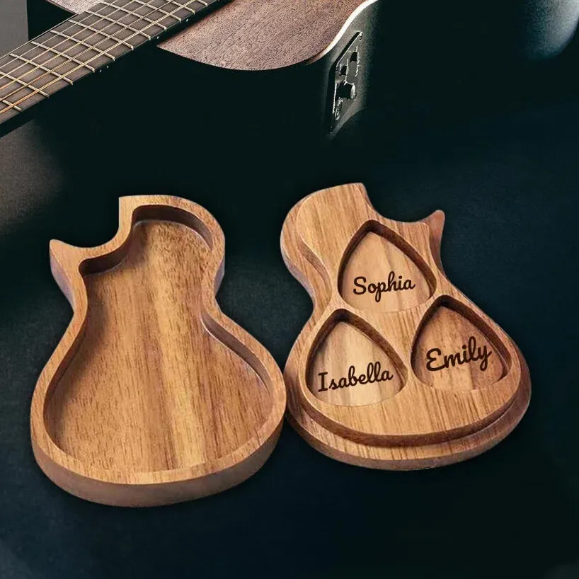 custom wooden guitar pick box - low MOQ custom order - view 2