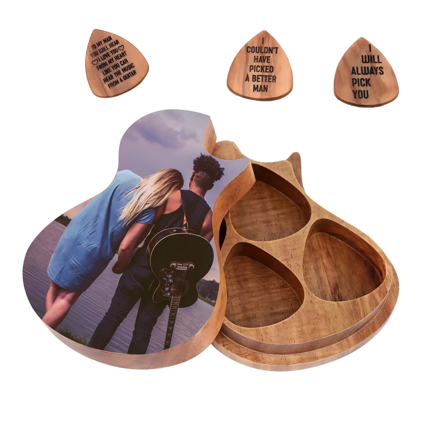 custom wooden guitar pick box - low MOQ custom order - view 4