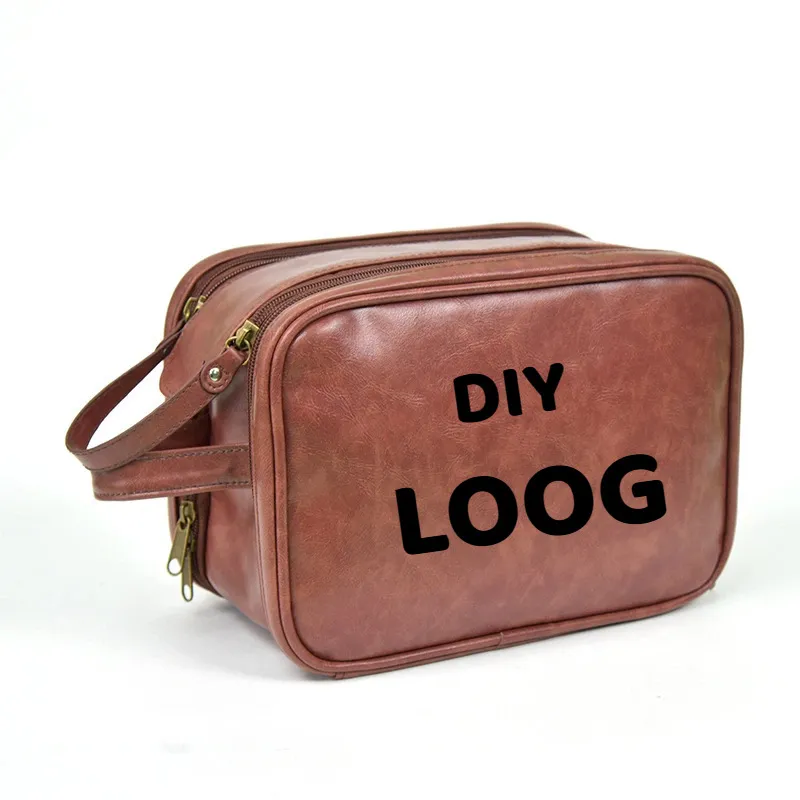 custom pu leather travel toiletry bag - trade show giveaway supplier