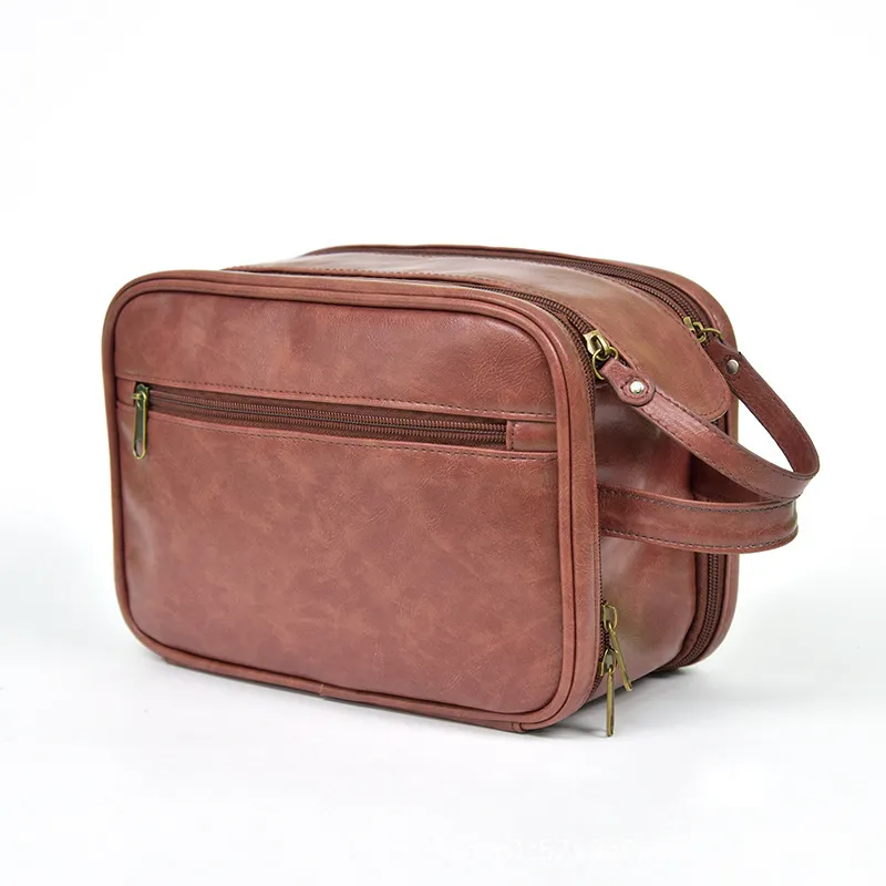 custom pu leather travel toiletry bag - trade show giveaway supplier - view 3