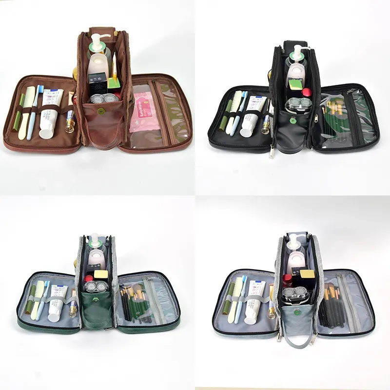 custom pu leather travel toiletry bag - trade show giveaway supplier - view 4