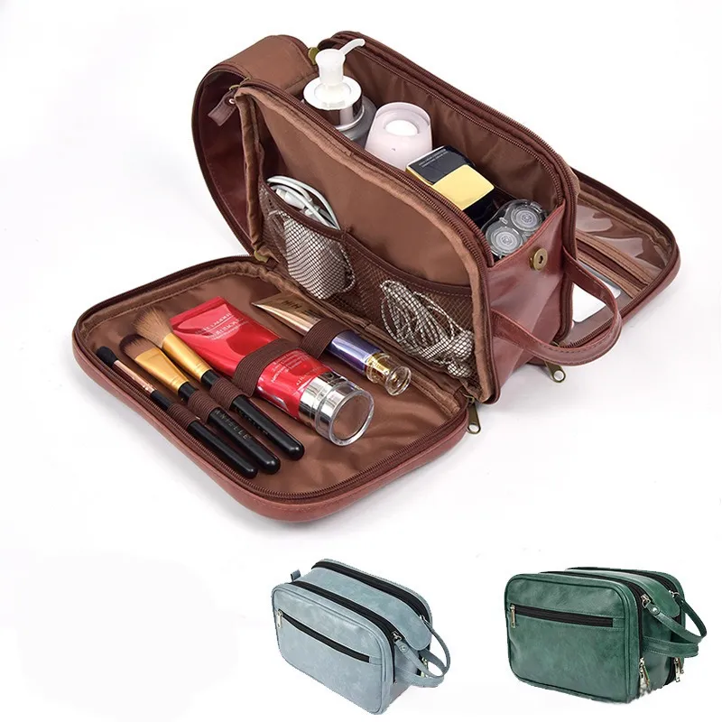 custom pu leather travel toiletry bag - trade show giveaway supplier - view 5