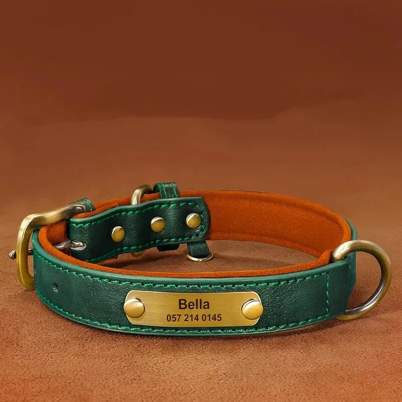 custom leather dog collar engraved - MOQ 20pcs factory direct - view 2