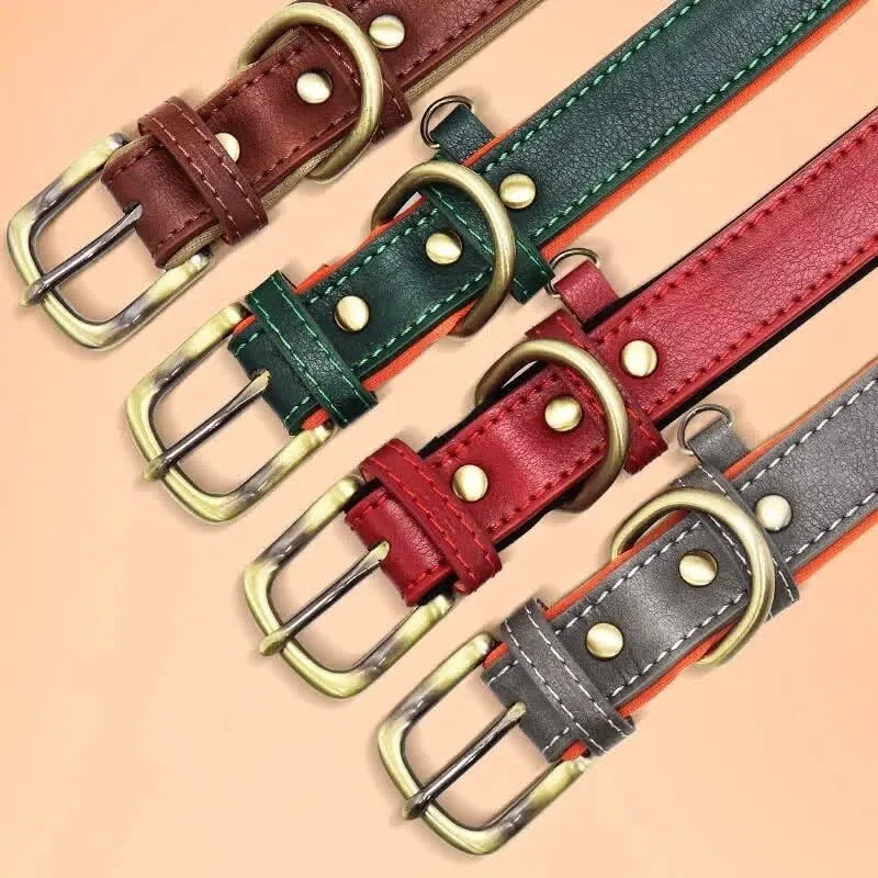 custom leather dog collar engraved - MOQ 20pcs factory direct - view 3
