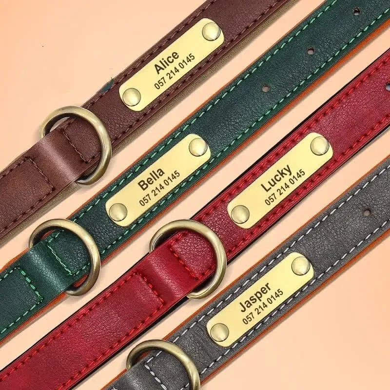 custom leather dog collar engraved - MOQ 20pcs factory direct - view 4