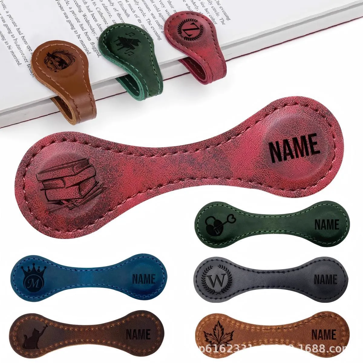 custom engraved leather magnetic bookmark - get quote wholesale price - view 4