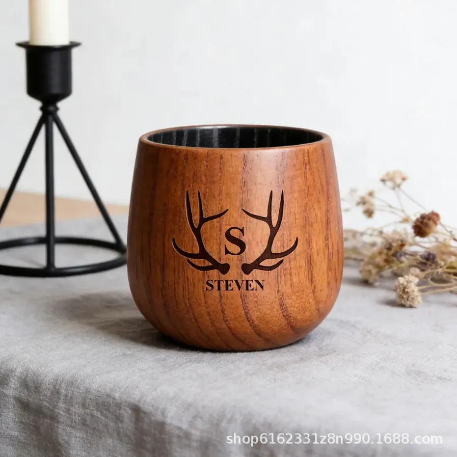 custom carbonized wooden beer mug - factory direct wholesale price - view 2