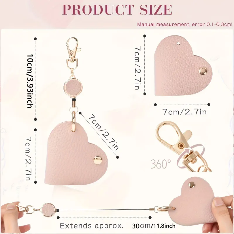 pu leather heart retractable key holder - trade show giveaway supplier - view 4
