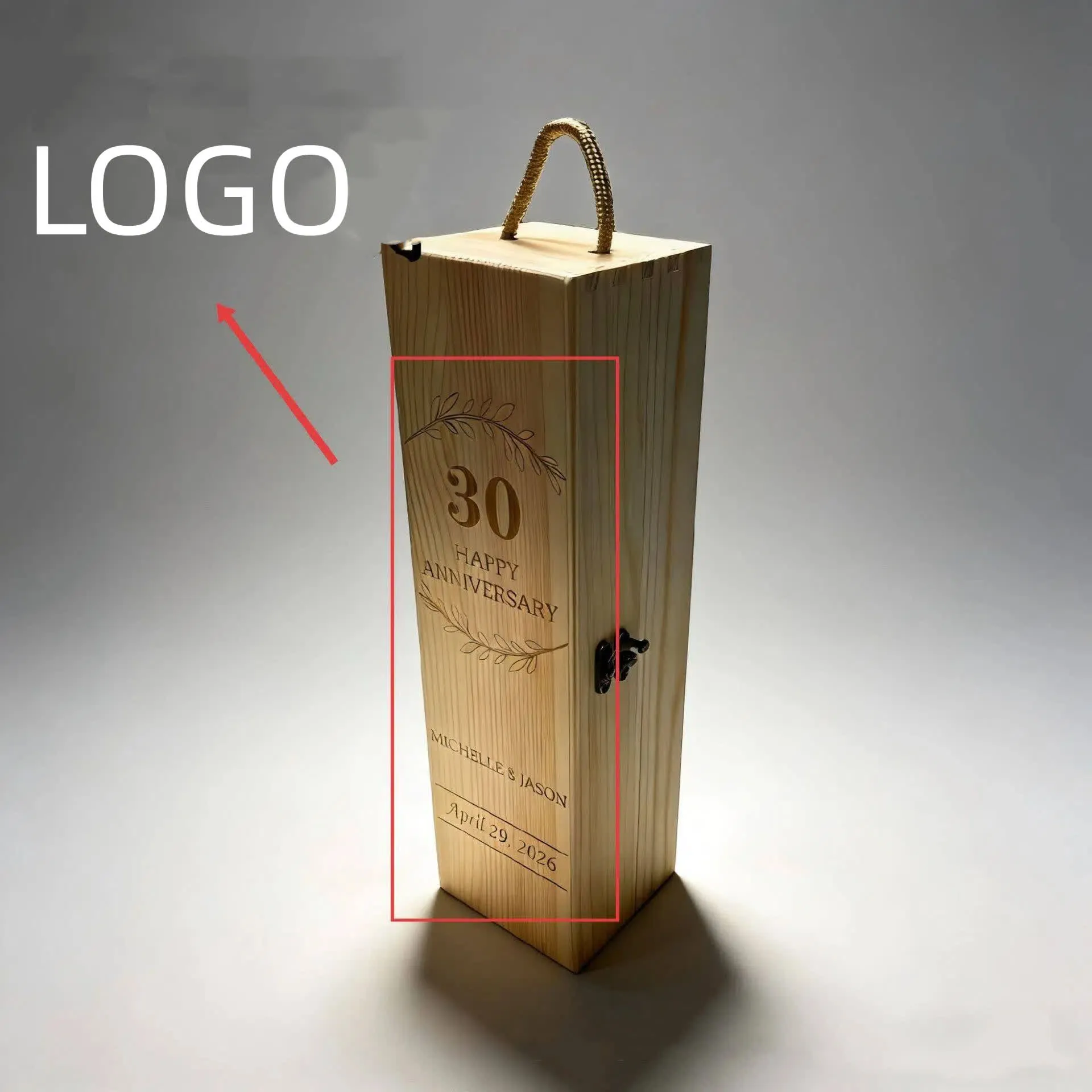 custom wine bottle wooden gift box - OEM custom logo accepted
