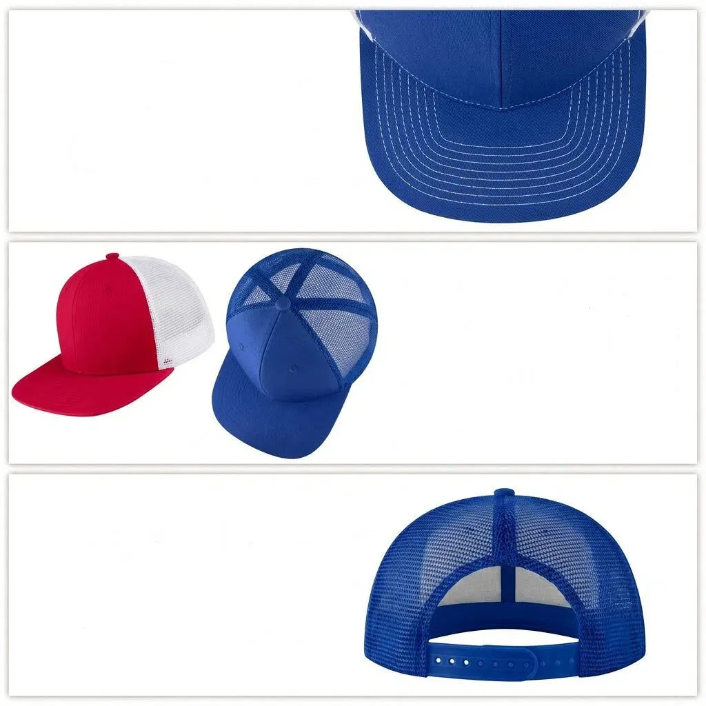 custom 6 panel flat brim trucker hat - BSCI certified manufacturer - view 3