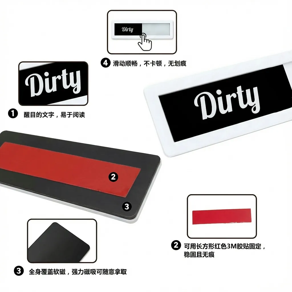 custom dishwasher clean dirty magnet sign - OEM custom logo accepted - view 2