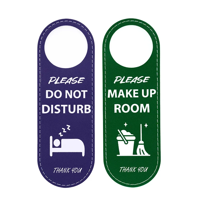 custom pu leather hotel door hanger - custom color and size accepted