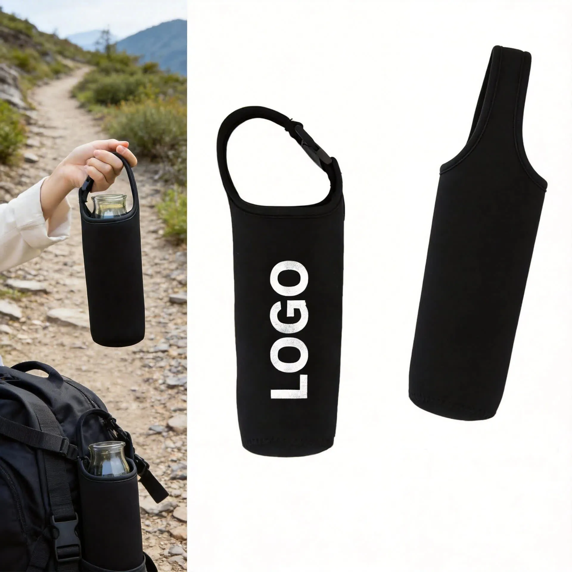 custom neoprene water bottle sleeve - trade show giveaway supplier