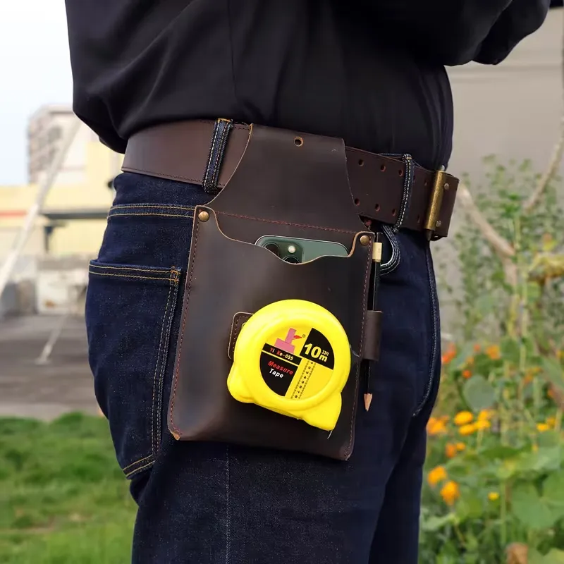 tape measure leather holster belt - custom color and size accepted - view 2