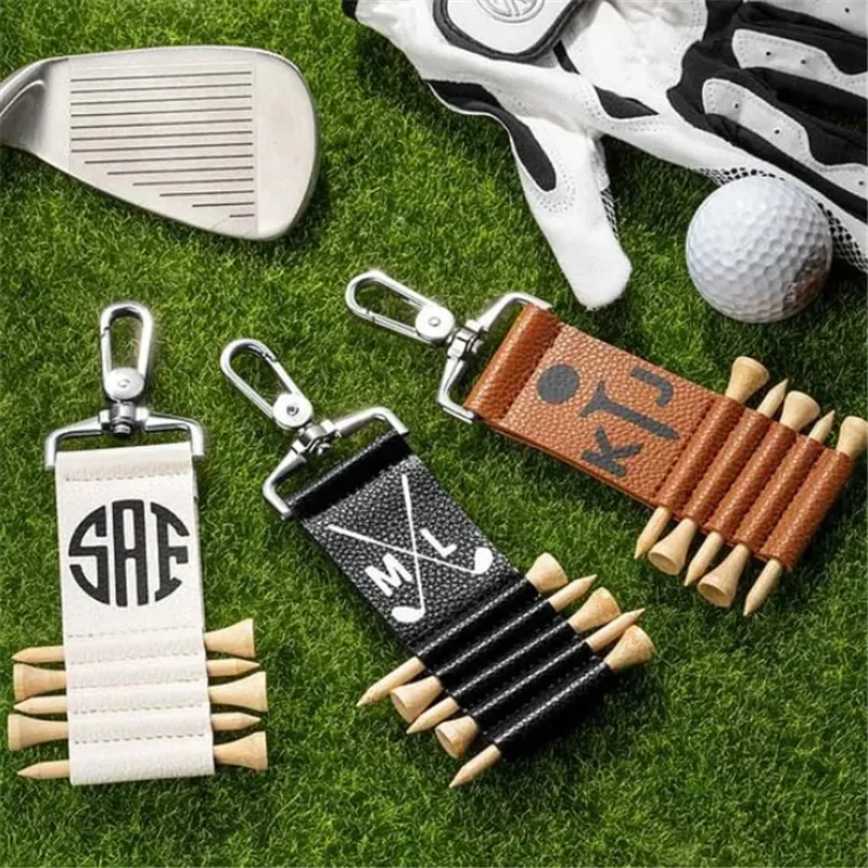 engraved leather golf ball tee pouch - trade show giveaway supplier