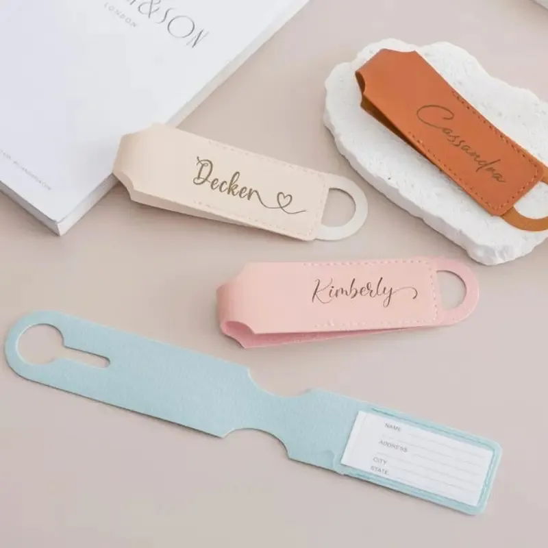pu leather luggage tag laser engraved - corporate gift wholesale supplier - view 5