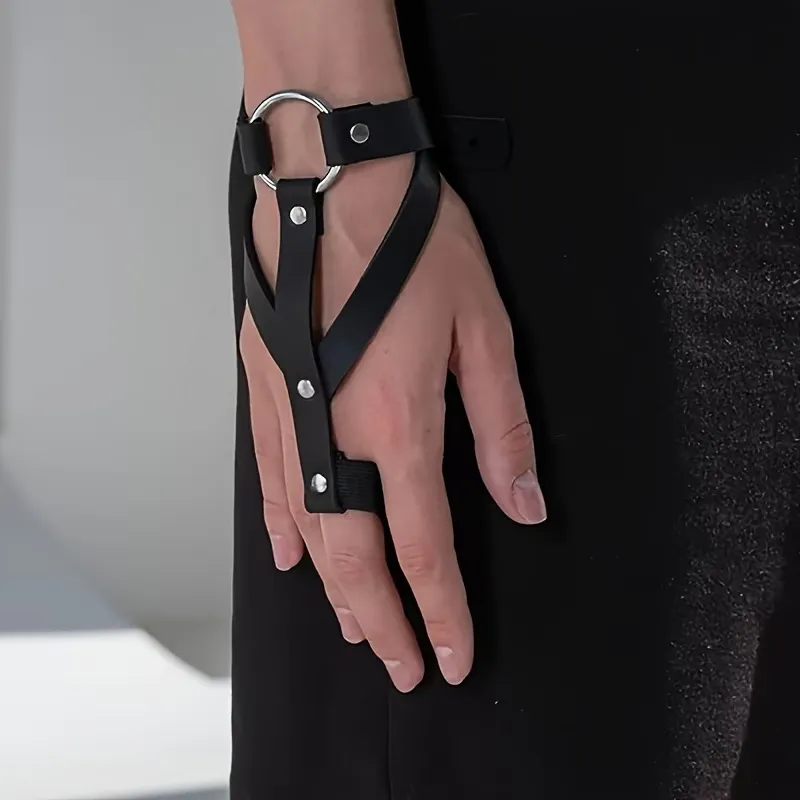 punk leather bracelet cosplay cuff - buy wholesale direct from manufacturer - view 3