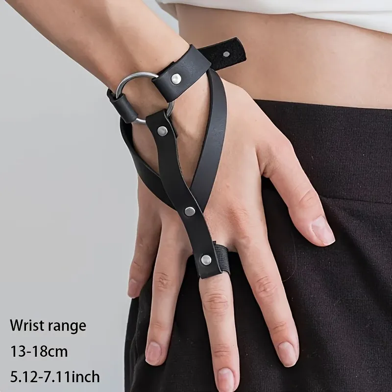 punk leather bracelet cosplay cuff - buy wholesale direct from manufacturer - view 4