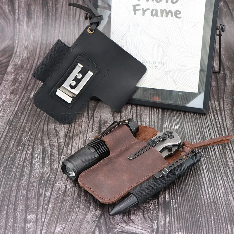 genuine leather edc flashlight holster - MOQ 20pcs factory direct
