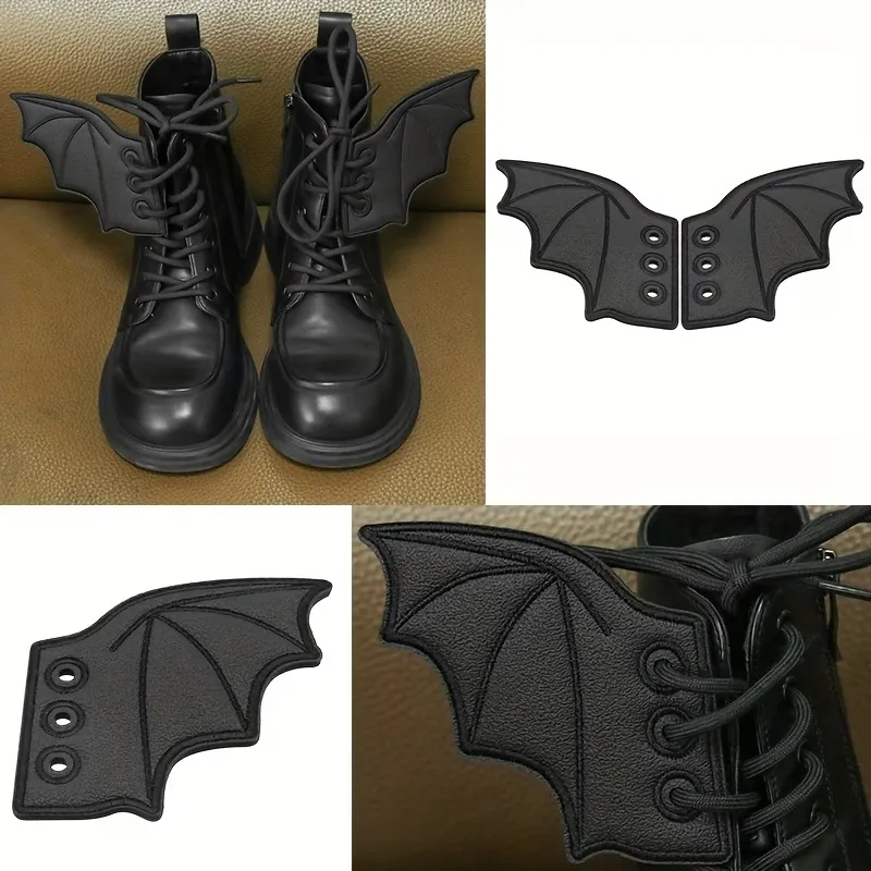 bat wing boot charms pu leather - free sample on request