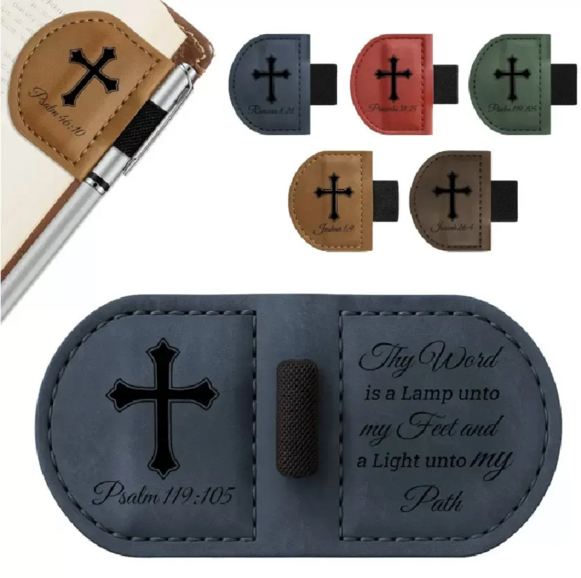 custom leather magnetic bookmark pen clip - BSCI certified manufacturer - view 2
