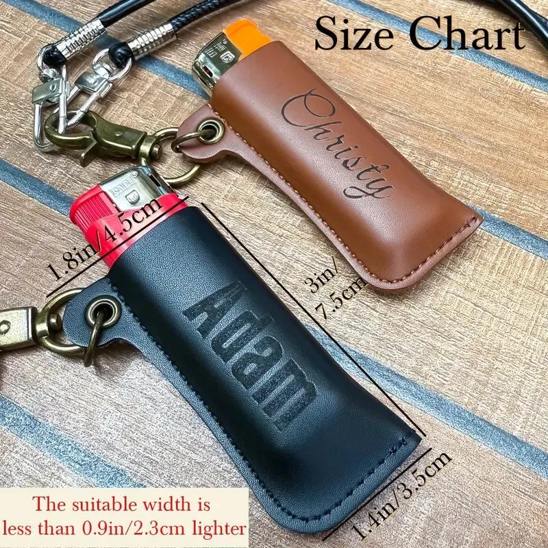 pu leather lighter holster keychain - custom color and size accepted - view 3