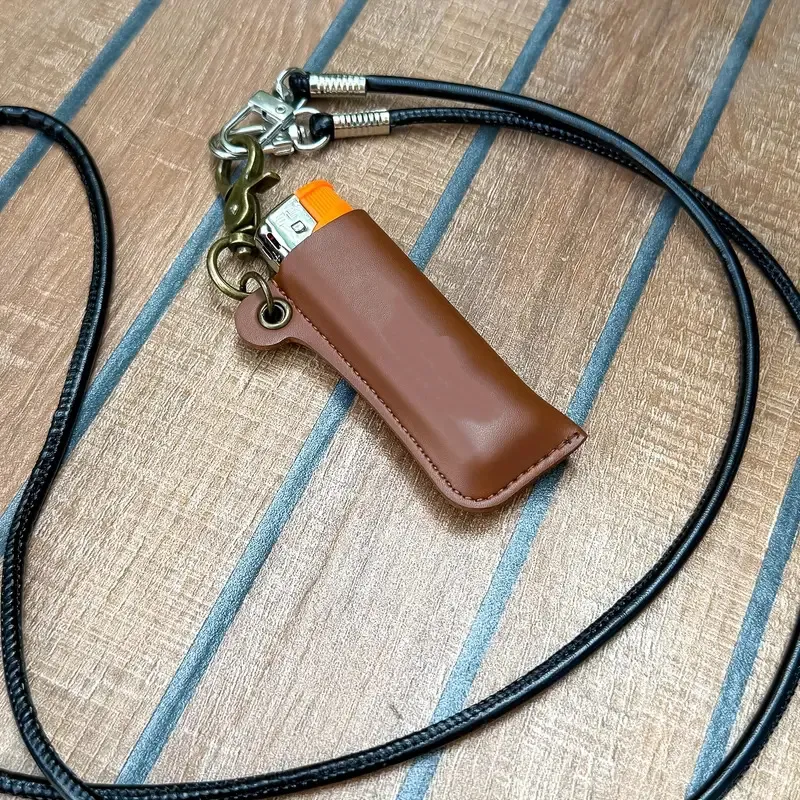 pu leather lighter holster keychain - custom color and size accepted - view 5